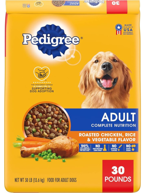 Pedigree Complete Nutrition Adult Dry Dog Food Roasted Chicken, Rice & Vegetable Flavor Dog Kibble, 30 lb