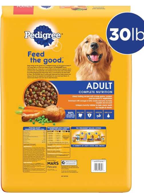 Pedigree Complete Nutrition Adult Dry Dog Food Roasted Chicken, Rice & Vegetable Flavor Dog Kibble, 30 lb - Image 2