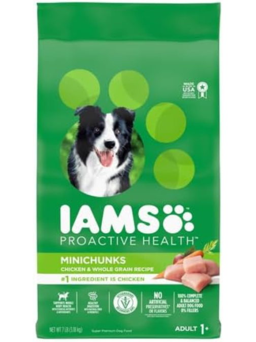 IAMS Adult Minichunks Small Kibble High Protein Dry Dog Food with Real Chicken, 7 lb - Image 2