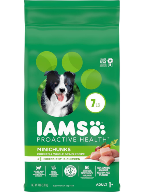 IAMS Adult Minichunks Small Kibble High Protein Dry Dog Food with Real Chicken, 7 lb