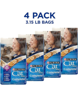 Purina Cat Chow High Protein Dry Cat Food, Complete – (Pack of 4) 3.15 lb. Bags
