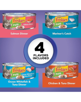 Purina Friskies Wet Cat Food Pate Variety Pack Seafood and Chicken Pate Favorites – (Pack of 40) 5.5 oz. Cans