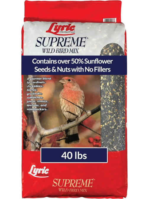 Lyric Supreme Wild Bird Seed - Wild Bird Food Mix with Nuts & Sunflower Seeds - Attracts Many Beautiful Songbirds - 40 lb bag