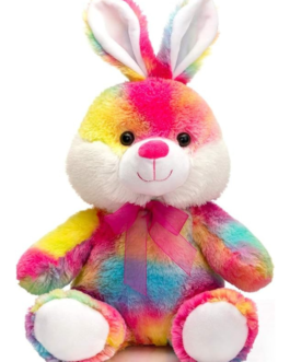 HollyHOME Easter Bunny Stuffed Animal Tie-Dye Rabbit Plush Toys for Kids Multi-Color
