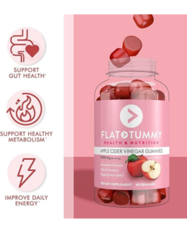 Flat Tummy Tea Apple Cider Vinegar Gummies, 60 Count – Boost Energy, Detox, Support Gut Health & Healthy Metabolism – Vegan, Non-GMO – Made with Apples, Beetroot, Vitamins B6 & B12, Superfoods