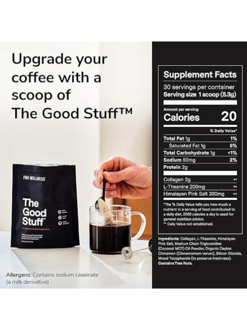 The Good Stuff™ Performance Blend (30 Serving Pouch), Non-Dairy Coffee Supplement with Collagen, L-Theanine and Himalayan Pink Salt – Improves Focus and Increases Energy - Image 2