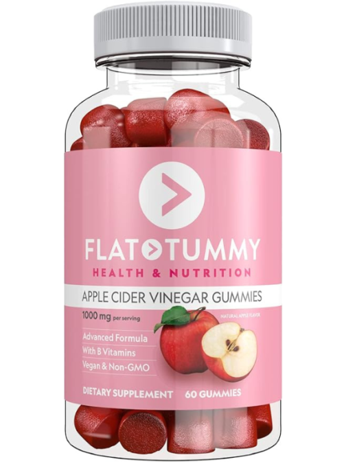 Flat Tummy Tea Apple Cider Vinegar Gummies, 60 Count – Boost Energy, Detox, Support Gut Health & Healthy Metabolism – Vegan, Non-GMO - Made with Apples, Beetroot, Vitamins B6 & B12, Superfoods