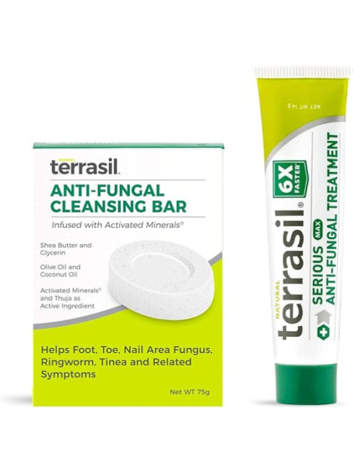 Terrasil Antifungal Treatment Kit - 6X Faster Healing, Natural Soothing Clotrimazole Ointment for Fungal Skin Infections (Antifungal Cream Max 14gm Tube + Antifungal Soap 75gm Bar)